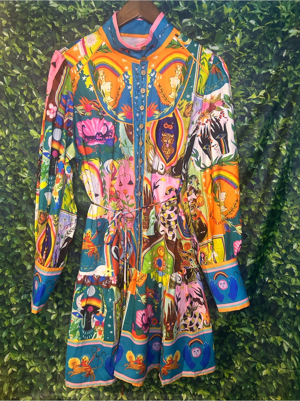 Vivid Multicolor Printed Button-Front Dress